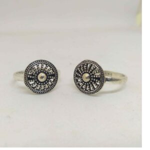 925 sterling silver round shape oxidised leg finger rings for women