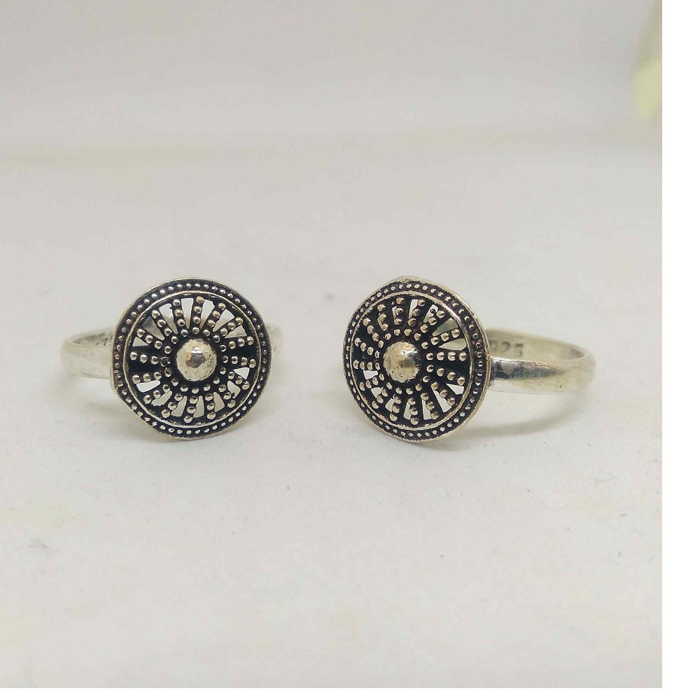 925 sterling silver round shape oxidised leg finger rings for women
