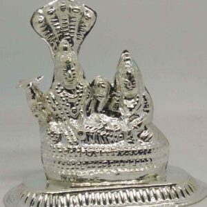 silver sheshnag par virajman lord  shree vishnu with maa laxmi