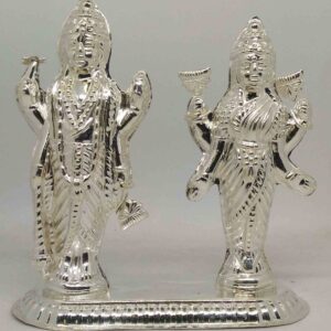 Silver Bhagwan Shree Vishnu & Maa Laxmi Murti For Pooja