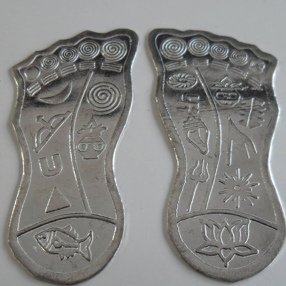 Silver Maa Laxmi Charan Paduka For Diwali Pooja