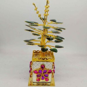 Silver Traditional Gold Plated Colour Stone Tulsi Plant For Pooja