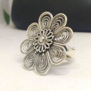 925 sterling silver oxidized fancy designer big  ring for ladies