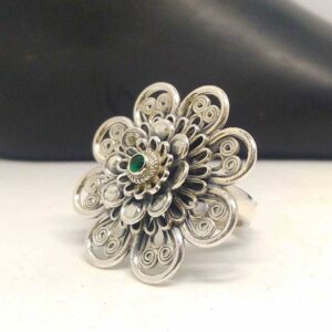 925 sterling silver oxidized fancy designer Big ring for ladies