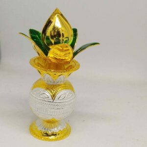 Silver Small Kalash with nariyal and leaves  Use Home Temple Pooja