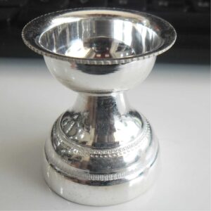 silver round shape diya / deepak use daily pooja