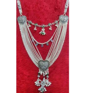 Silver Heart Shape Designer Double Line Juda /Kandora For Ladies