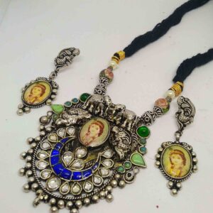 925 silver  antique pendant with earring set for women