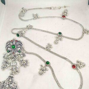 Silver modern belly chain, oxidaise traditional brooch for ladies