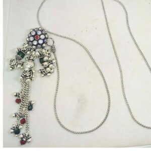 Silver modern belly chain, oxidaise traditional brooch for ladies
