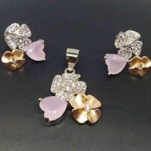 925 silver heart & flower designer fancy pendant butti for girls