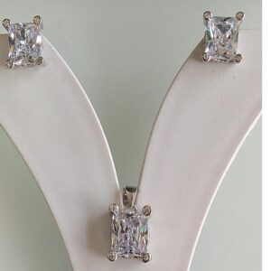 925 sterling silver white stone square design pendant butti for girls