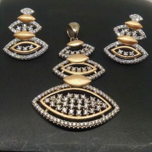925 Silver Rose Gold and C Z Diamond Hanging Pendant Butti For Girls