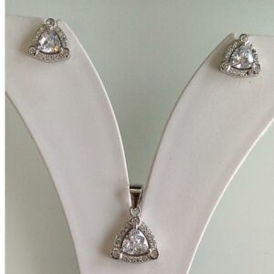 925  Silver white  color stone & diamond   Pendant butti  For girls