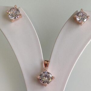 925 silver rose gold plated  white stone pendant butti for girls