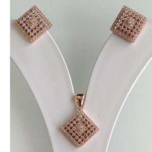 925  Silver Rose Gold Plated Design  diamond Pendant Butti For Girls