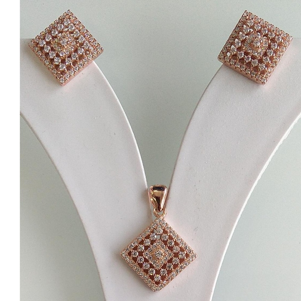 925  Silver Rose Gold Plated Design  diamond Pendant Butti For Girls