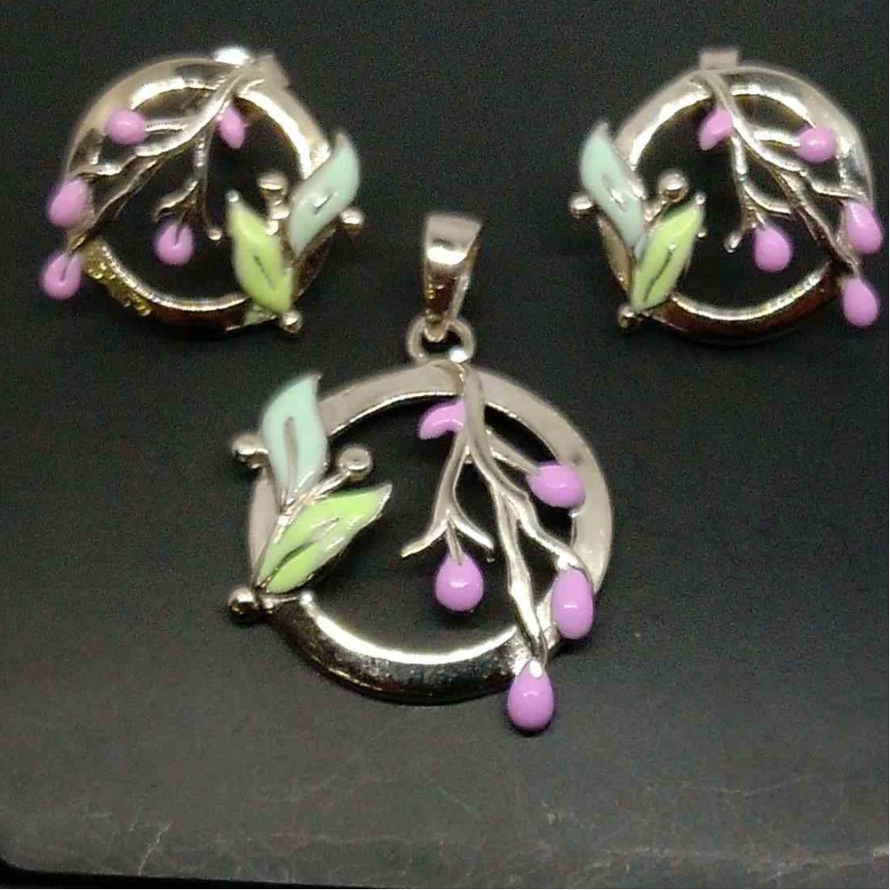 925 sterling silver colourful  designer pendant butti for girls