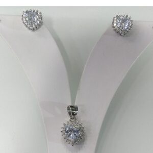 925 Sterling Silver Diamond Oval Size Design Pendant Butti For Girls