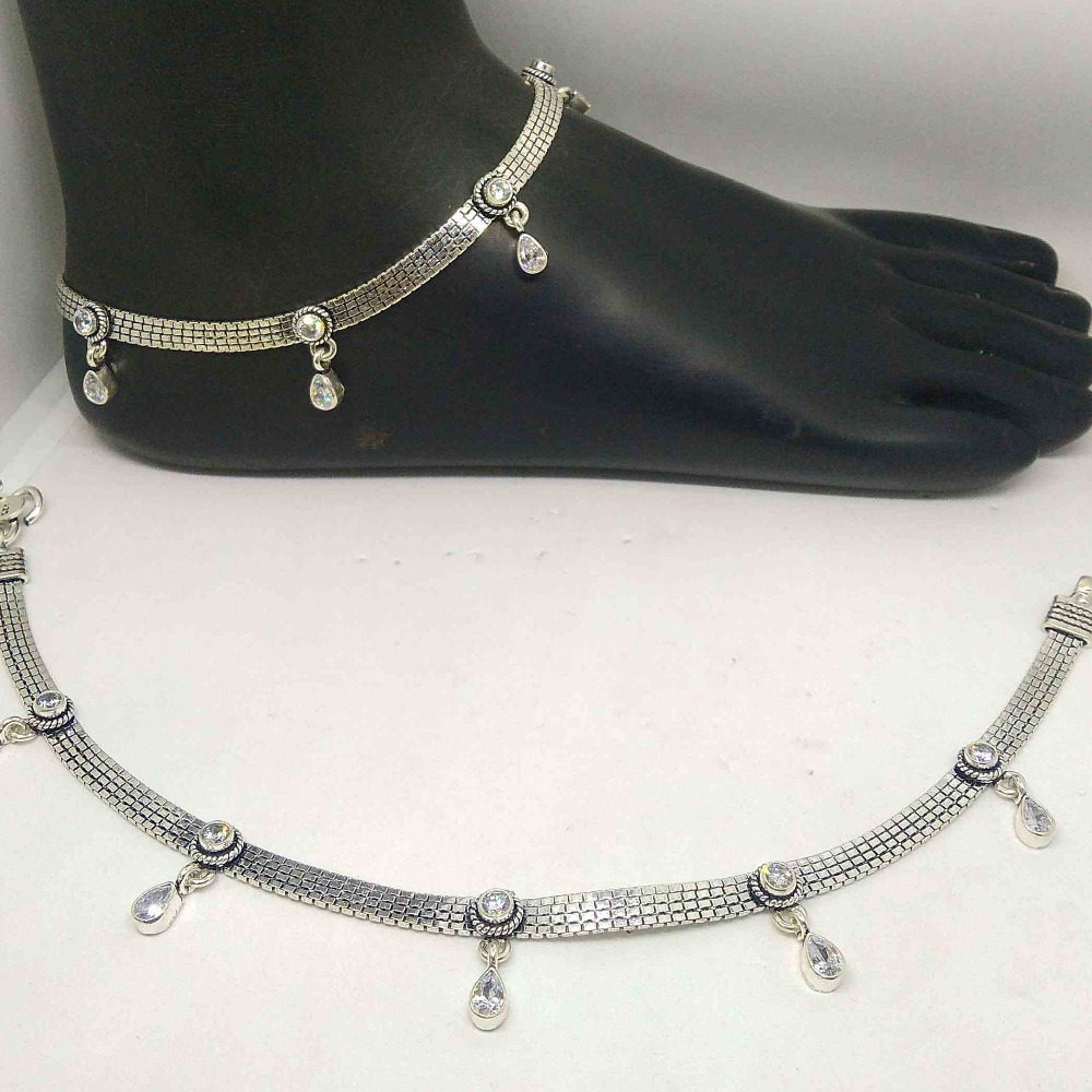 925  silver white color stone payal/anklet for girls