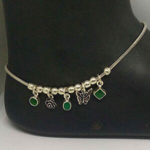 925 silver color stone designer payal for girls