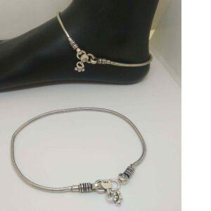 925 silver simple chain oxidised payal/anklet for girls
