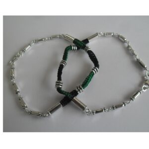 925 silver black & green color  thread payal / anklet for girls