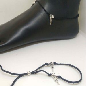 925 sterling silver delicate black payal/ anklet for women