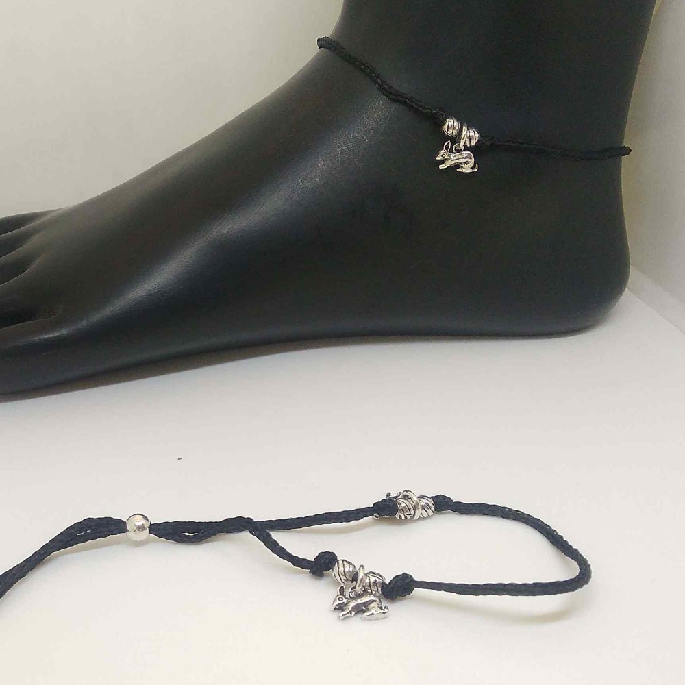 925 sterling silver delicate black payal/ anklet for women