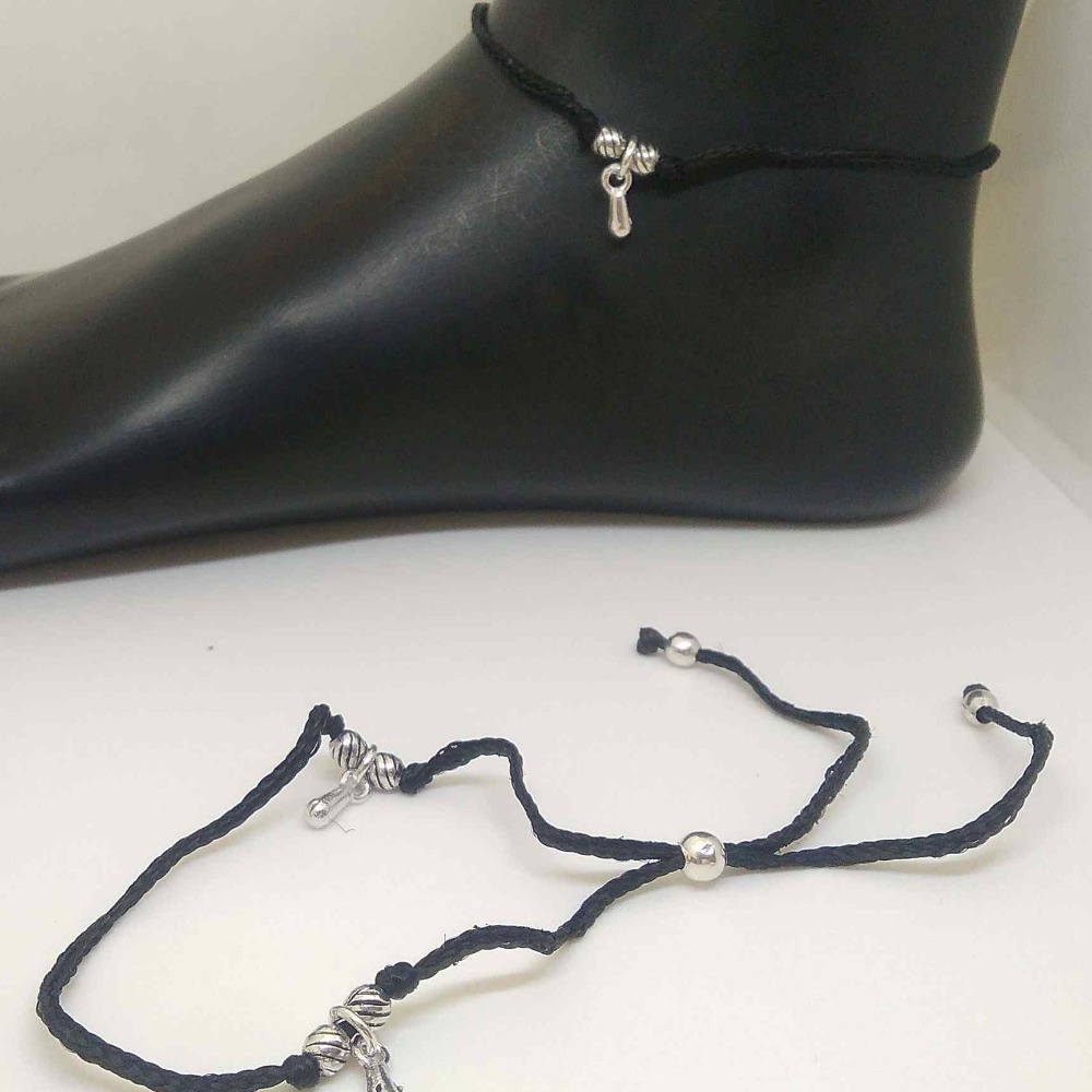 925 sterling silver delicate black payal/ anklet for women
