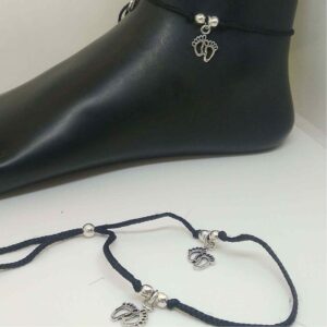 925 sterling silver delicate black payal/ anklet for women