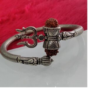 silver  Trishul & Damru  Rudraksha Special Kada Bracelet