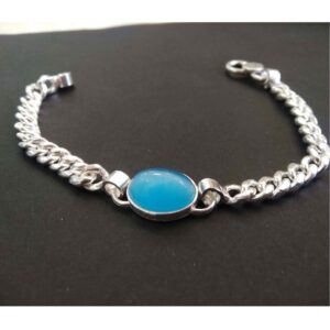 Silver Blue Stone Salman Lucky / Gents Bracelet