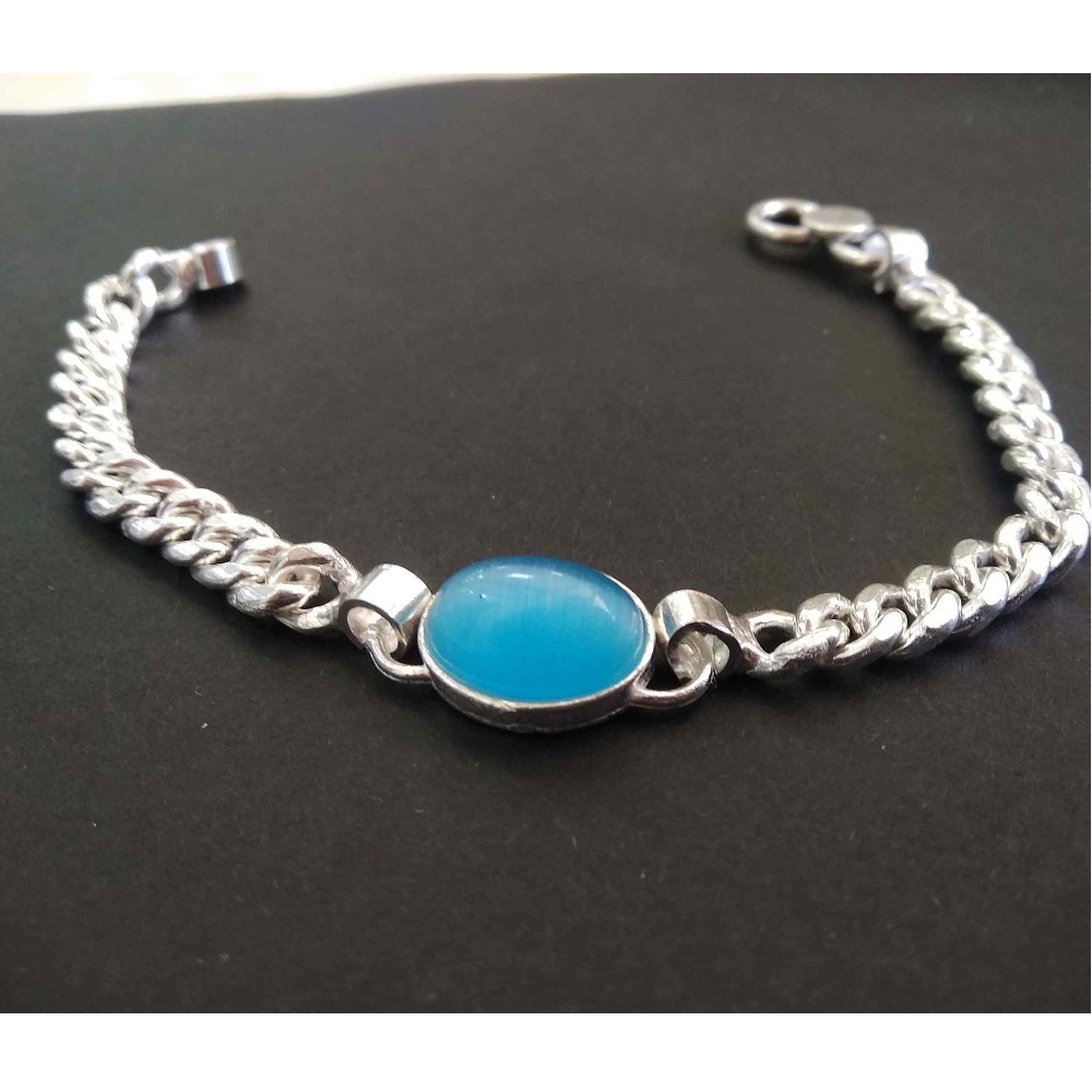 Silver Blue Stone Salman Lucky / Gents Bracelet