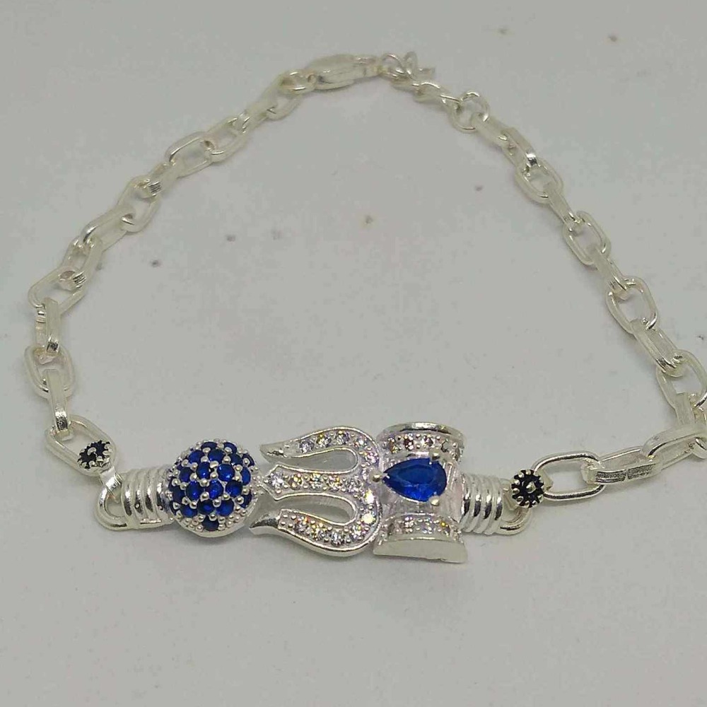 Silver Trishul & Rudraksha Gents Bracelet
