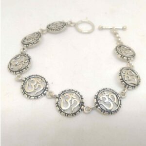 925 sterling silver oxidised om bracelet