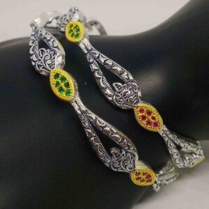 925 sterling silver oxidised designer bangles