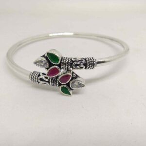 925 sterling silver oxidised antique color stone bracelet /kada