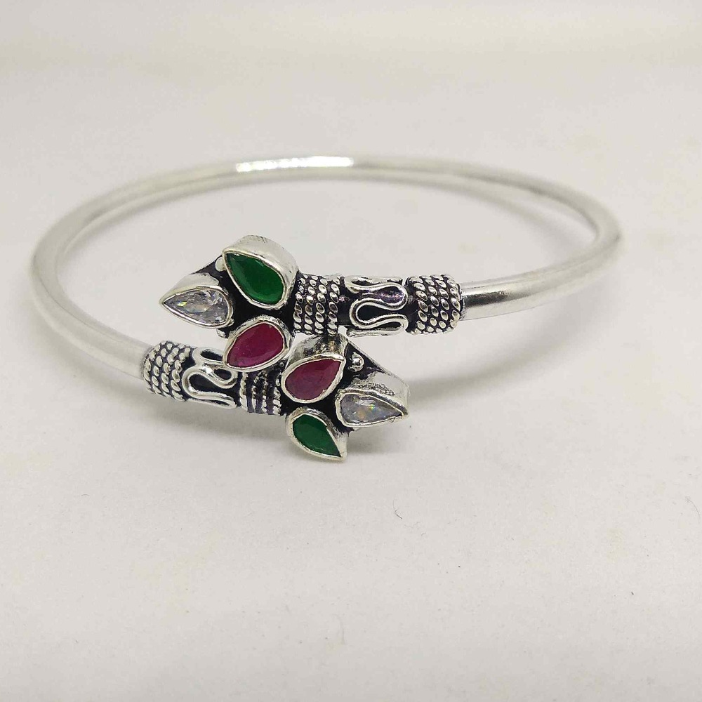 925 sterling silver oxidised antique color stone bracelet /kada