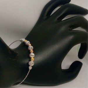 925 sterling silver  rose gold & silver ball plated italian bracelet