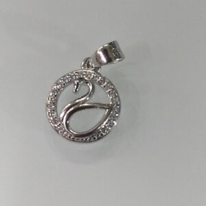 925 sterling silver swan design diamond pendant
