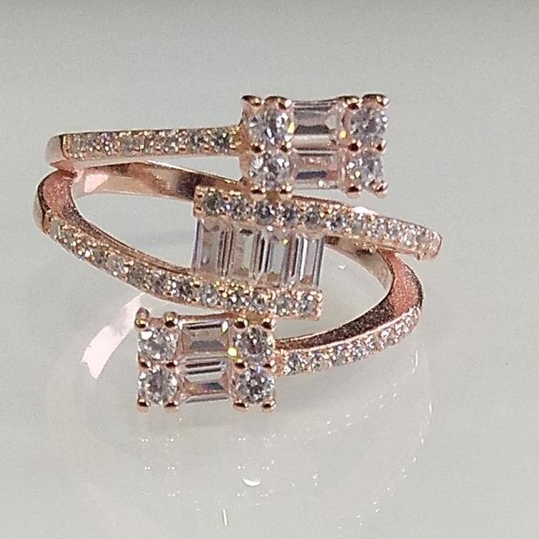 925 sterling silver  Rose Gold Plated   Diamond Ring
