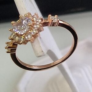 925 sterling silver  Rose Gold Plated   Diamond Ring