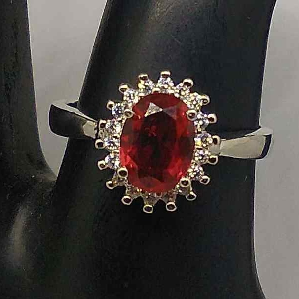 925 sterling silver  single pink stone diamond Ring for ladies