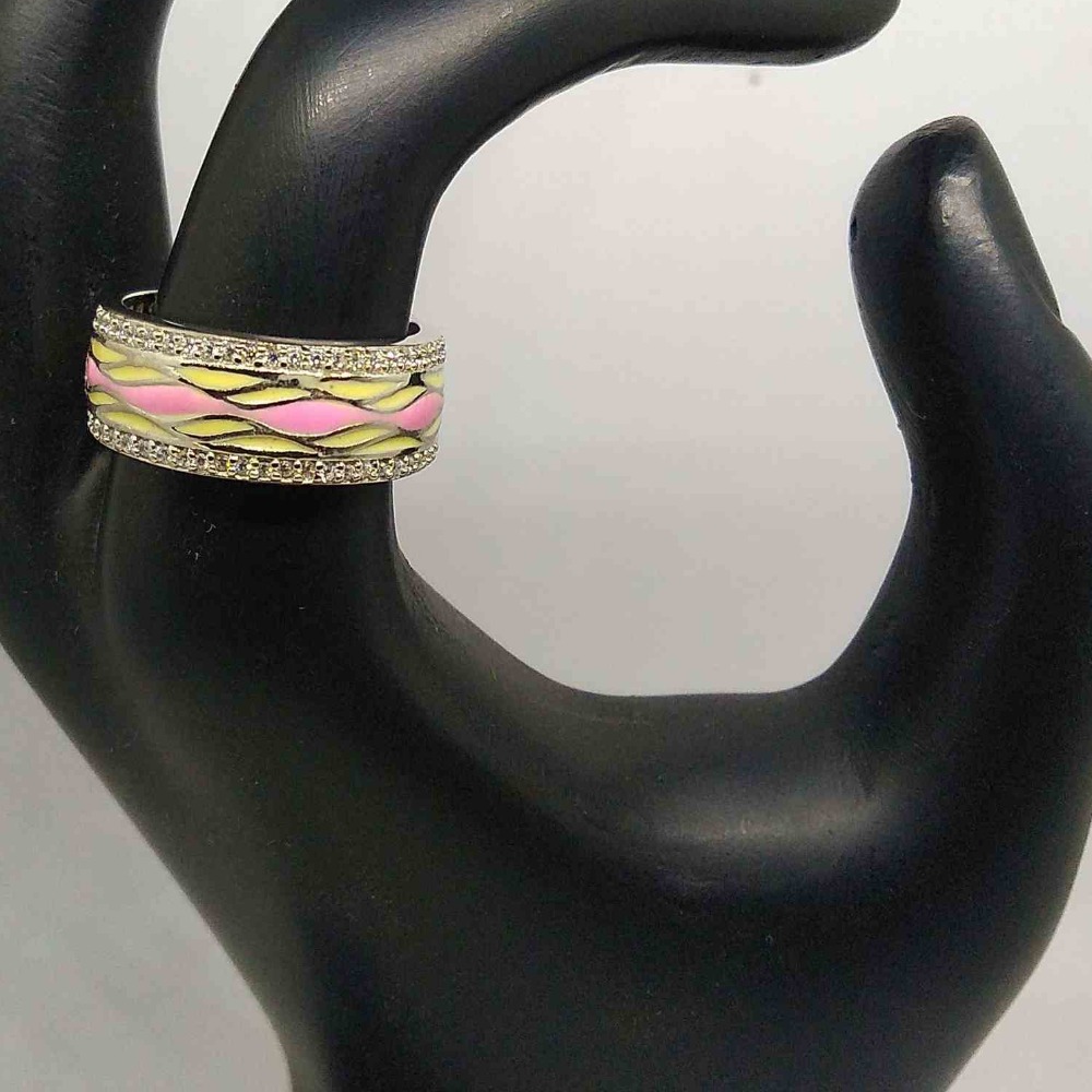 925 sterling silver   color  band diamond Ring