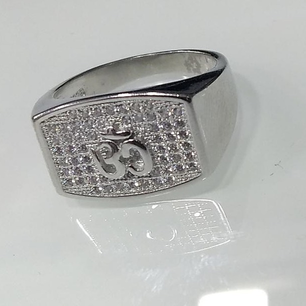 925 sterling silver om & diamond Ring for men