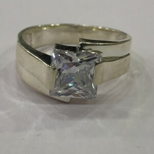 925 sterling silver single  white  Squire stone solitaire Ring