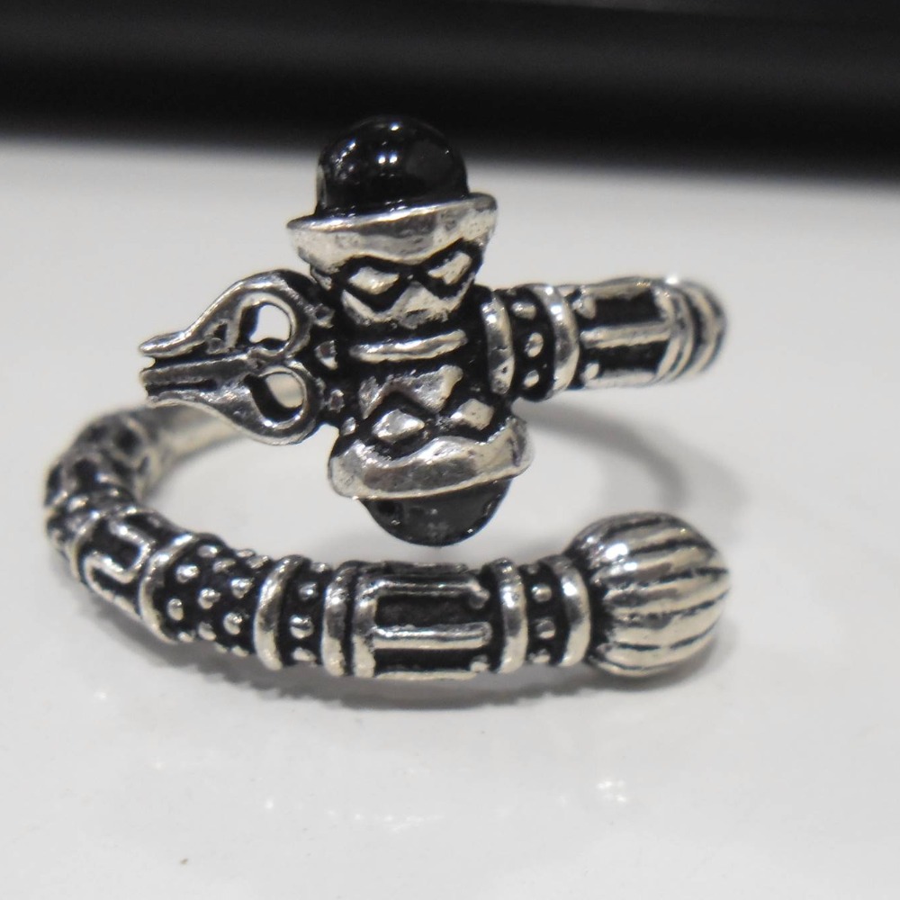 925 sterling silver Oxidized dmru white tirisul ring for men