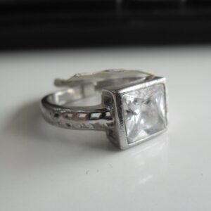 925 sterling white stone square ring for men