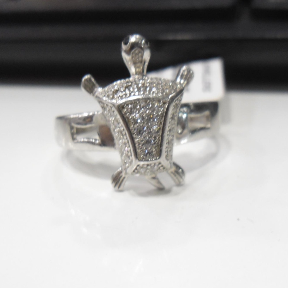925 sterling silver tortoise  diamond Ring